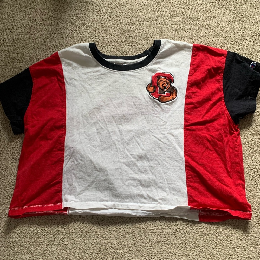 Cornell University College Women’s Cropped Red and White T-Shirt